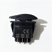 Interrupteur à bascule étanche IP65 DC12V/24V 6P DPDT ON-OFF-ON, sans lumière avec couvercle noir, interrupteur pour bateau, camping-car, camion, moto