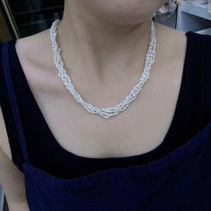 Collar de Perlas de Agua Dulce Cultivadas Naturales de Zhuji, 3-4 mm, Diseño Trenzado, Venta al por Mayor - Product Image 2