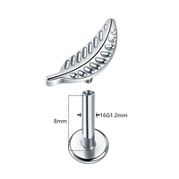 Lingchee ASTM F136 titanio 16G hoja cartílago Stud pendiente pluma Tragus Helix Medusa Monroe oreja lóbulo plano Piercing joyería