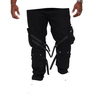 Logotipo bordado de alta calidad, tela de algodón, múltiples bolsillos de carga, correa de hebilla de pierna recta, pantalones Cargo para hombre - Product Image 2