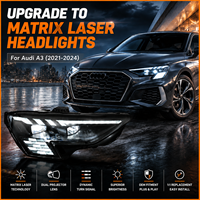 Pour Audi A3 8Y 2021 2022 2023 2024, ensemble de phares à LED matriciels, double lentille Bi-LED, boîtier noir fumé avec accessoires DRL