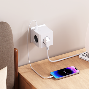 ปลั๊กพ่วงแบบลูกบาศก์ 3 ช่องเสียบ พร้อมพอร์ต USB ดีไซน์ทันสมัยสไตล์ฝรั่งเศส/เยอรมัน/เกาหลี 16A ได้รับการรับรอง KC GS - Product Image 3