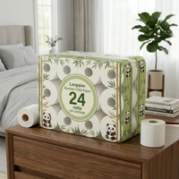 Papier toilette jetable en pulpe de bambou écologique 1 à 4 plis Langqiao, texture douce, rouleau de papier hygiénique personnalisé