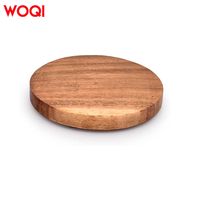 Ensemble personnalisé WOQI de 4 sous-verres modernes en bois d'acacia naturel de qualité supérieure, écologiques, 10 cm, faits à la main, protection de table pour café et thé