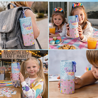 Tube en papier personnalisé avec motif de dessin animé mignon, emballage portable avec crochet, pour papeterie pour enfants, bonbons, cadeaux, boîte en papier