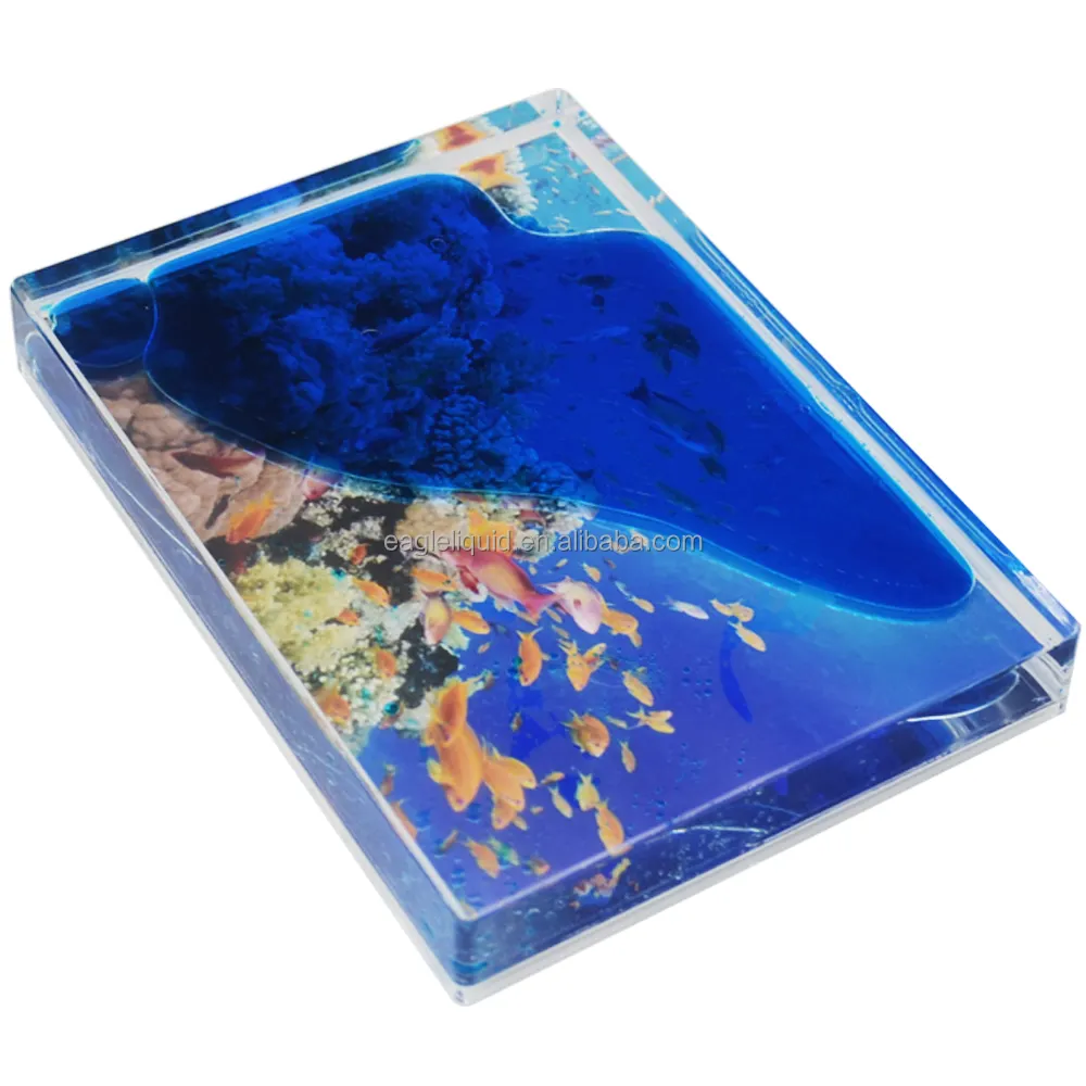 Cadre photo en plastique transparent Instax usine bleu liquide 3D cadre photo a l huile flottante