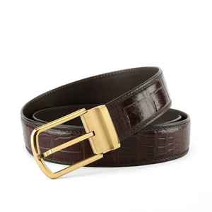Ceinture en cuir véritable pour homme de haute qualité, classique, vintage, avec boucle à ardillon, en cuir de crocodile, sangle de luxe - Product Image 3