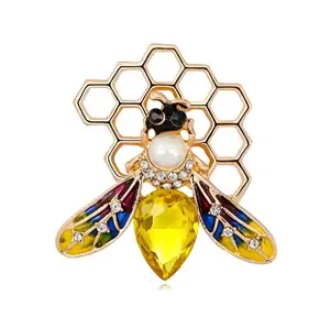 Broche abeille en émail, jolie décoration, en forme d'insecte, pour filles, tendance été 2020