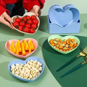 Hot Sale Plastic Spit Bone Dish Heart Shape Plastic Plate Round Square Set Dining Table Garbage Plate