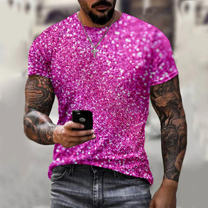 T-shirt da <span class=keywords><strong>uomo</strong></span> estiva con stampa 3D glitterata, taglie forti, stampa all-over, OEM e ODM - Product Image 6