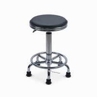Tabouret de bar industriel anti-fatigue, levage pneumatique, cuir PU avec glissières, structure en acier, usage commercial