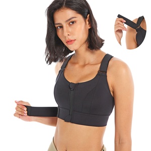 Soutien-gorge <span class=keywords><strong>de</strong></span> <span class=keywords><strong>sport</strong></span> pour <span class=keywords><strong>femme</strong></span> grande taille, à fermeture avant, dos croisé réglable, couleur unie, maintien élevé, pour gym et yoga - Product Image 1