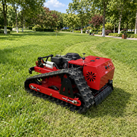 Tondeuse à gazon à essence 550 mm avec moteur Loncin 224 cm³, chenilles en caoutchouc et télécommande 200 m pour l'entretien des zones solaires
