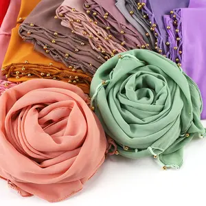 2022 Newst Premium Rumbai Emas Bermanik Muslim Borong Tudung Crochet Chiffon Hijab Wanita Selendang