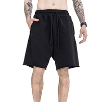 Shorts de survêtement décontractés pour hommes, couleur unie, en molleton épais de coton et polyester, coupe ample, ourlet brut, style oversize