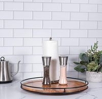 Plateau tournant rond surdimensionné en acacia, organisateur Lazy Susan avec poignée, plateau tournant de 18 pouces pour condiments de garde-manger et rangement de salle de bain