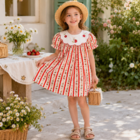 Nouvelle Collection Été 2026 : Robe de Princesse pour Filles avec Col Floral, Broderie Lapin et Manches Bouffantes