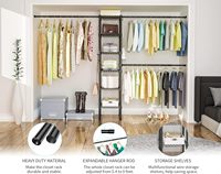 Armoire organisateur de rangement de placard, porte-vêtements en métal à 6 niveaux, 3 tiges de suspension extensibles, noir, prix d'usine, tarifs bas