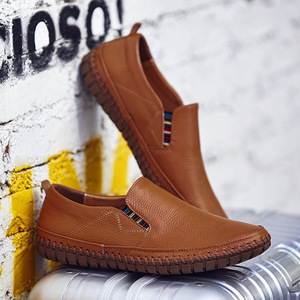 Mocassins en cuir véritable jaune, bout rond, à enfiler, semelle extérieure en caoutchouc respirant, semelle intermédiaire en EVA, chaussures décontractées toutes saisons - Product Image 3