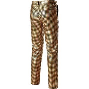 Pantaloni <span class=keywords><strong>da</strong></span> discoteca <span class=keywords><strong>da</strong></span> uomo pantaloni in lattice con paillettes arcobaleno tuta <span class=keywords><strong>da</strong></span> ballo dorata lucida abbigliamento Hipster pantaloni fantasia - Product Image 3