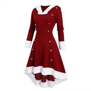 Vestido de Navidad Bohemio Vintage Ecológico para Mujer, 100% Lino, Manga Larga, Maxi, con Capucha, Cordones, Corte Irregular en A, Lavable - Product Image 1