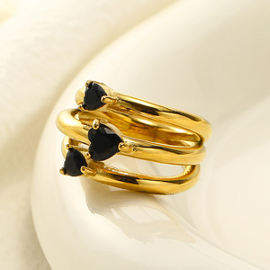 New <strong>Light</strong> Luxury Fashion Geometric Multi Layered Heart Shaped Zircon Titanium Steel Women's Jewelry Personalized Ins Ring - Product Image 3