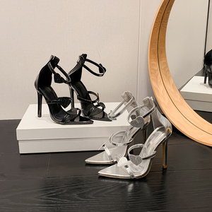 35-42 New 2024 Heart-shaped Rhinestone Stiletto Tacones Sandals High Heels for Ladies - Product Image 1