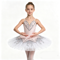 Robe de tutu de ballet professionnelle bleu clair, broderie argentée avec strass bleus, jupe plissée, pour compétition scénique des filles