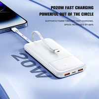 Batterie externe 22.5W à charge rapide 10000mAh avec câble intégré Chargeur portable Batterie LI-Polymer Batterie externe pour iPhone 16 Pro