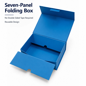 Custom Glue‑Free 7 Panel Foldable Rigid <b>Box</b> With Lock Closure No Magnetic <b>Flat</b> <b>Pack</b> Packaging <b>Box</b> Custom Printing Factory Direct - Product Image 3