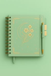 Carnet A5 à couverture rigide en cuir estampé motif spirale fleur de lune, papeterie esthétique, journal, porte-stylo, intercalaires, cadeau personnalisé - Product Image 6