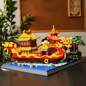 Wange 6232 China cultura Qinhuai río pintado barco mundo arquitectura <span class=keywords><strong>ladrillos</strong></span> ciudad juguetes regalos para niños juegos de bloques de construcción - Product Image 2