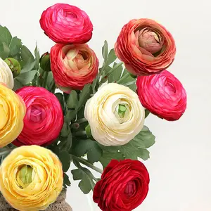 Blumenarrangement Hochzeit Mini Realistisch Berührung schöne Blumen Ranunculus-Blütenstrauß Seide Ranunculus-Blume künstlich