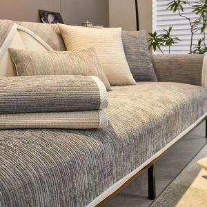 Chenille <b>Sofa</b> <b>Cover</b> Set 145-185Cm Full Coverage Non Slip Modern Style Gray Herringbone Pattern Machine Washable - Product Image 3