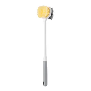 Soft Long Stick Handle Massage Exfoliating Scrubber Cleaning Double Sided Back Silicone Bath Body Brush For Shower