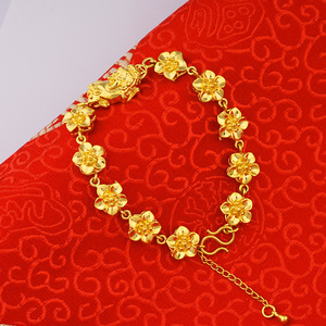 Bracelet en forme de feuille de rose, chaîne de poignet plaquée <span class=keywords><strong>or</strong></span> 24 carats, bijoux de mode pour femmes et filles - Product Image 6
