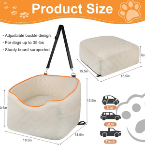 Asiento Elevador de Lujo Personalizado para Perros, Ecológico, de Poliéster, Relleno de Algodón, con Cinturón de Seguridad, Cama de Viaje para Asientos Tipo Cubeta, para Animales Pequeños, Sólido - Product Image 3