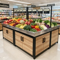 Étagère modulaire robuste en acier inoxydable 304 à double face inclinée pour l'affichage et le stockage de fruits et légumes en vrac