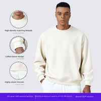 Sweat-shirt à col rond surdimensionné pour hommes, 400G, en coton liquide épais, uni, à manches longues, pull-over, personnalisable OEM, vente en gros