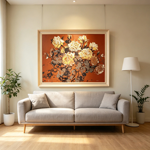 Pintura de Serigrafía, Obra de Arte Hecha a Mano para Sala de Estar, Pasillo, Arte de Pared con Marco Fino en Tonos Neutros, Decoración Interior para Casa u Hotel - Product Image 4