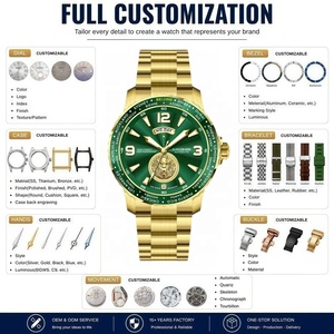 OEM Low MOQ Custom Logo Gold <b>Mechanical</b> <b>Watch</b> Japanese Movement Men Luxury <b>Watch</b> Stainless steel Automatic Luminous Hands - Product Image 2