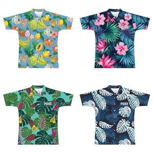 FQハワイアロハビーチシングレットアウトフィット花柄トロピカルフルボタンダウンカスタムデザイン昇華プリントポロシャツ - Product Image 3