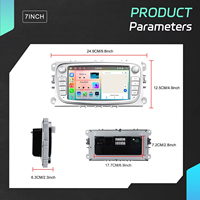 Podofo 7'' pour Ford Focus Mondeo C-MAX S-MAX Galaxy II 4+64GB Autoradio Android CarPlay&Auto GPS WIFI DSP Stéréo