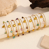 Bracelet en acier inoxydable anti-ternissement avec pendentif cœur pour femme, bracelet à perles bohème, bijoux bohèmes modernes