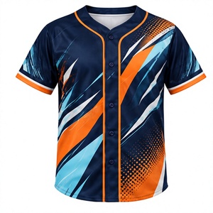 เสื้อเบสบอลสมัยใหม่แบบซับลิเมชั่นติดกระดุม ชุดกีฬาสำหรับผู้ชายและผู้หญิง น้ำหนักเบา ระบายอากาศได้ดี ขายส่งชุดทีม พิมพ์ลายเต็มตัว - Product Image 2