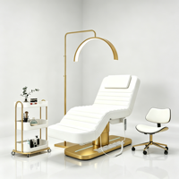 Fauteuil de soin esthétique en cuir PU avec base en métal doré, réglable en hauteur, inclinable et rotatif, lit de spa facial et cosmétique