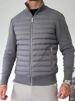 Manteau d'hiver matelassé épais pour homme, col montant, fermeture éclair sur le devant, veste d'extérieur décontractée en duvet uni