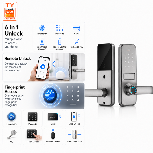Biometric Smart Lock with Face Recognition Palm Vein Camera Fingerprint Password Card App Key