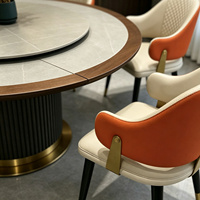 Ensemble table et chaises de restaurant avec plateau tournant Lazy Susan, revêtement en PU, sur mesure pour usage commercial