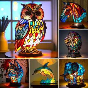 USA Entrepôt Vintage Résine teintée Peinte Animal Veilleuse Maison Chambre Chevet Fête Décoration Cadeau Lampes <span class=keywords><strong>De</strong></span> Table - Product Image 2